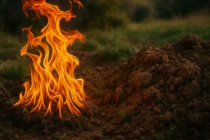 A harmonious blend of fire and earth elements representing the relationship dynamics between Aries and Capricorn.