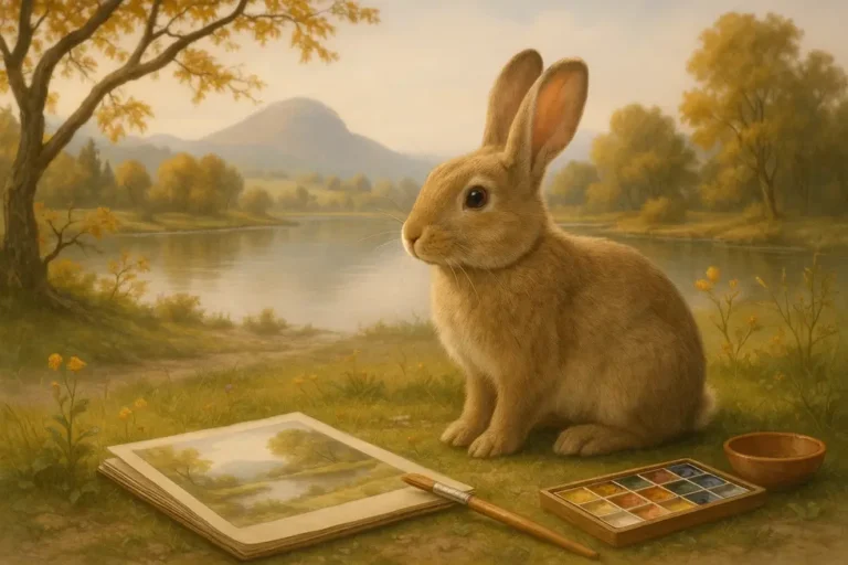 A gentle rabbit in a serene environment symbolizing the traits of the Zodiac sign.