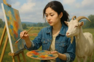 A colorful and meaningful visual representation of the Goat symbolizing emotional depth and creative spirit.