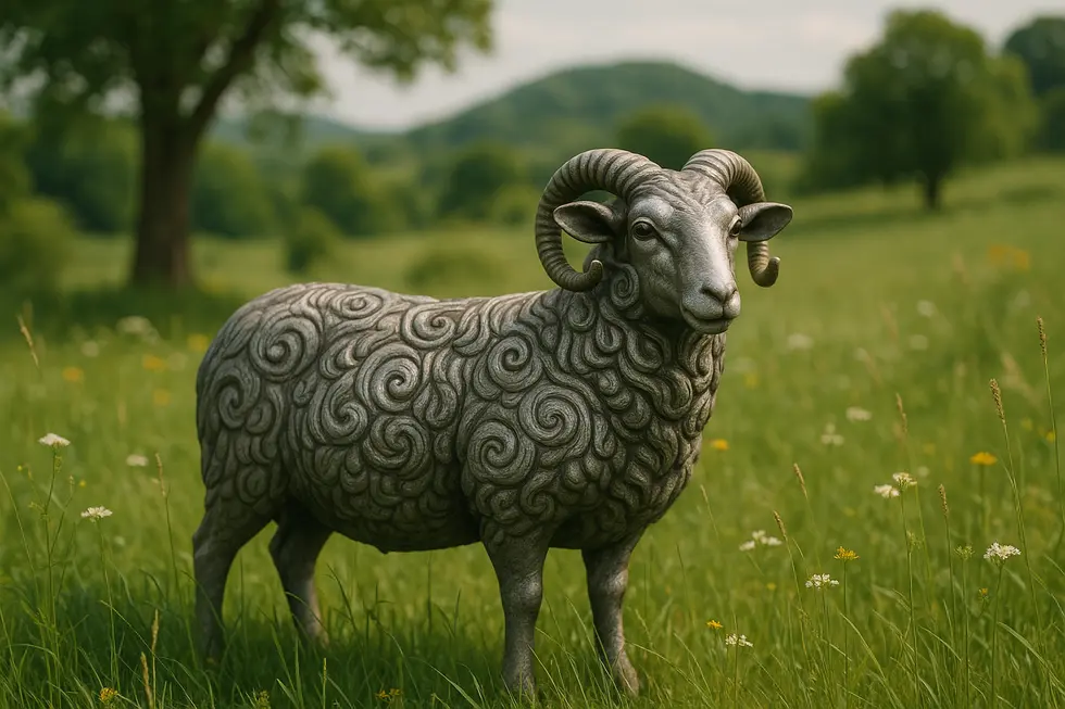 A peaceful illustration showing a Metalowa Owca in nature, symbolizing the article's theme.