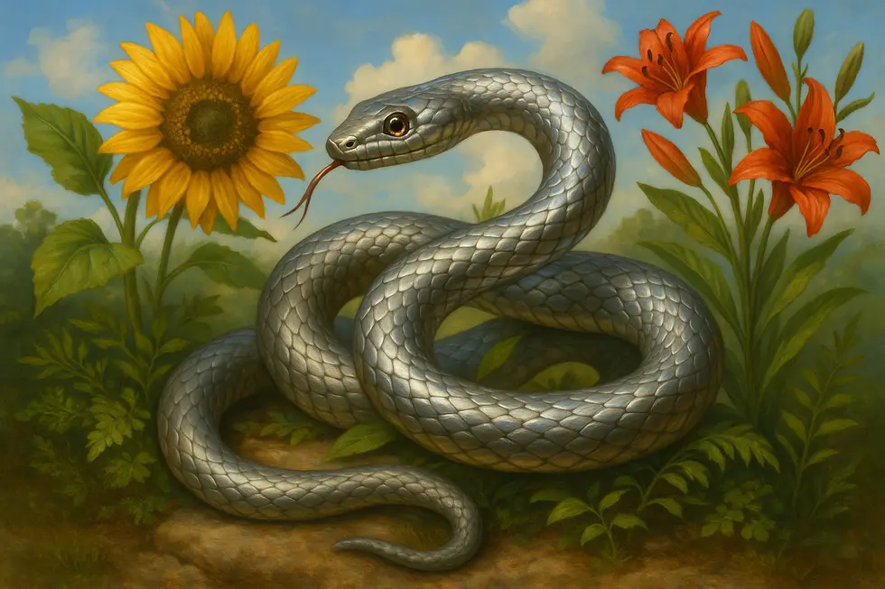 A vibrant illustration of a Metal Snake, symbolizing strength and nature.