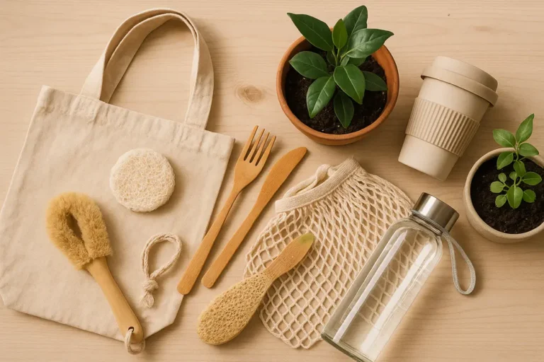 Przykłady ekologicznych przedmiotów i nawyków w codziennym życiu.
