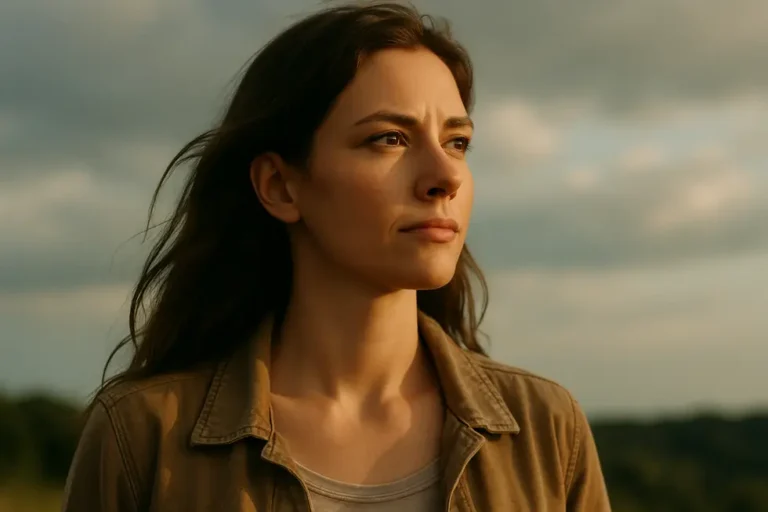 Kobieta patrząca z determinacją w stronę pozytywnej przyszłości.