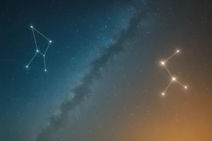 A starry sky illustrating the unique connection between the Cancer and Gemini zodiac signs.