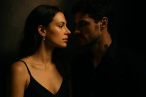 Obraz przedstawiający Wagę i Skorpiona w harmonijnej, a zarazem napiętej relacji, symbolizujący ich miłość.