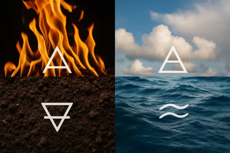 An artistic collage representing the four astrological elements.