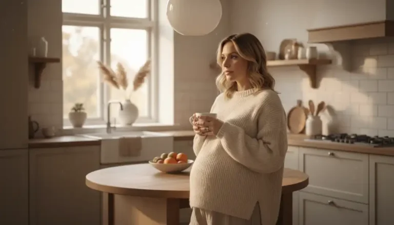 Kobieta w ciąży trzymająca filiżankę kawy - czy w ciąży można pić kawę bezpiecznie
