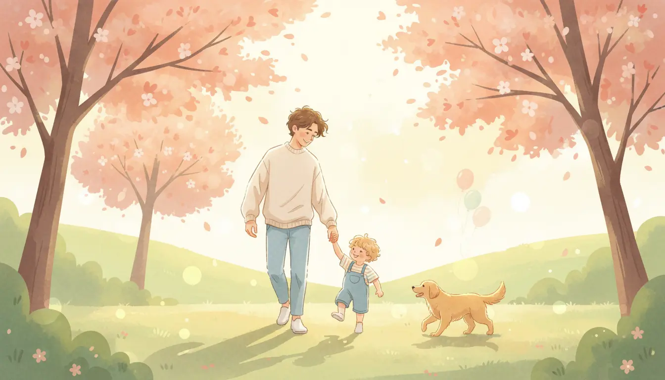 Cechy charakteru mężczyzn o imieniu Wojciech – ojciec spacerujący z synem w słonecznym parku