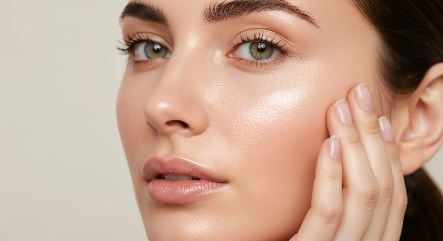 Efekty stosowania witaminy C na twarz promienna gładka skóra kobiety po regularnej pielęgnacji antyoksydacyjnej