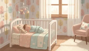 Znaczenie imienia Wojciech dla chłopca – niemowlę śpiące spokojnie w łóżeczku w pastelowej sypialni
