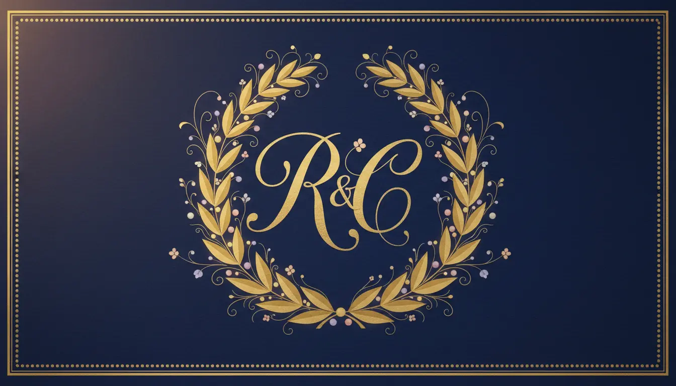 Elegancka ilustracja symbolizująca znaczenie imienia Aleksander z królewskim wieńcem laurowym i złotymi akcentami na granatowym tle