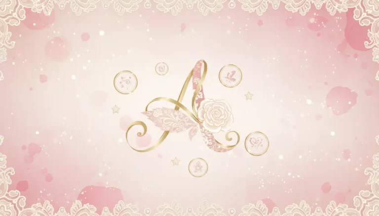 Elegancka miniatatura feature image dla artykułu o znaczeniu imienia Amelia z subtelną literą A i pastelowymi kolorami różowymi kremowymi i złotymi