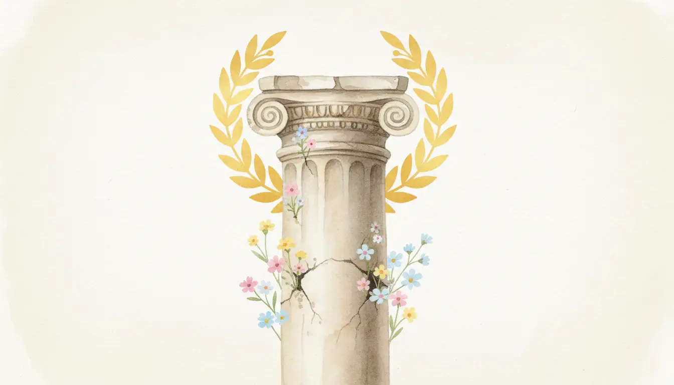 Kolumna rzymska z wieńcem laurowym symbolizująca łacińskie pochodzenie i znaczenie imienia Antoni