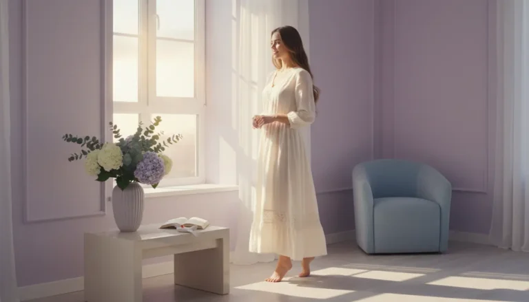 Piękna młoda kobieta o imieniu Lena w otoczeniu naturalnego światła symbolizującego znaczenie imienia światło jasność nadzieja inspiracja wewnętrzna siła