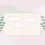 Pastelowa kompozycja z otwartą księgą i kartami z propozycjami imion hebrajskich dla dziecka w ciepłej rodzinnej estetyce