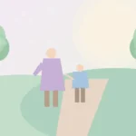 Znaczenie imienia Konrad na ilustracji z eleganckim chłopcem w pastelowych kolorach i spokojnym pewnym siebie wyrazie