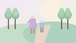 Znaczenie imienia Konrad na ilustracji z eleganckim chłopcem w pastelowych kolorach i spokojnym pewnym siebie wyrazie